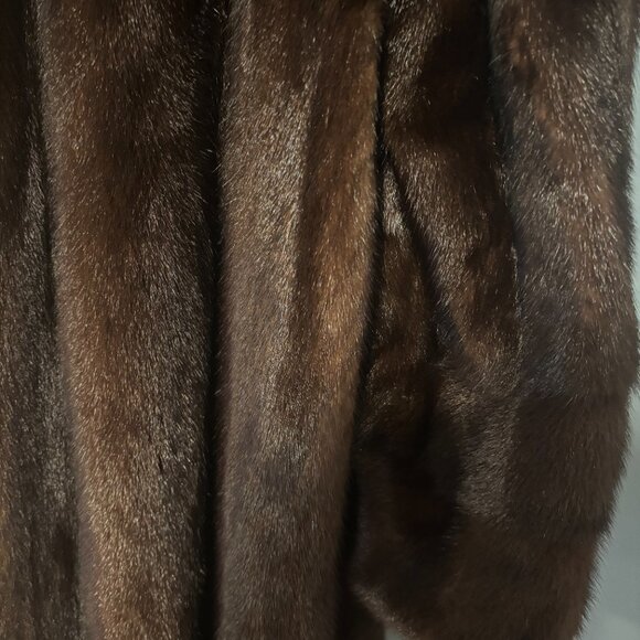 Genuine Dark Brown Mink Fur Coat — Made in Greece, Preowned, Excellent M/L - Picture 3 of 5